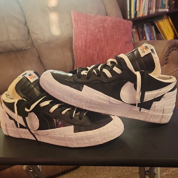 Nike Other - "Nike Blazer Low × Sacai" Black and White Layered Swoosh Sneakers